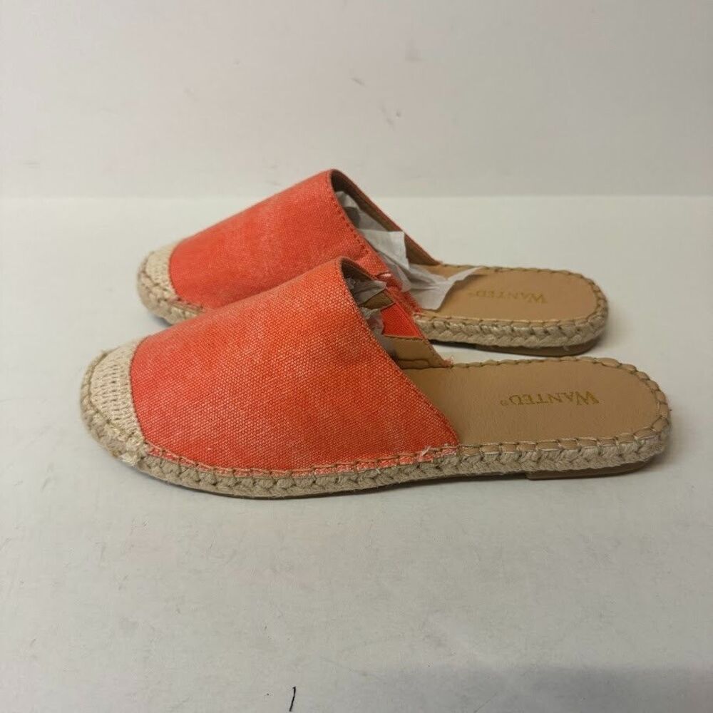 Wanted Womens 6.5 M Bright Orange Slip On Flat Closed Toed Sandals NIB ZF3